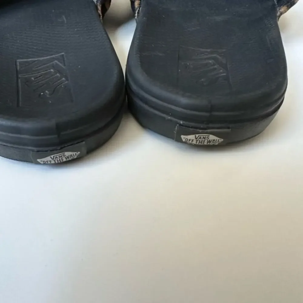 Vans Leopard and Black Slides size 3